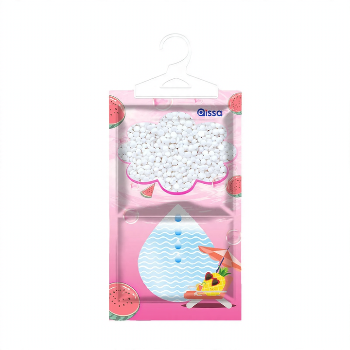 Hanging dehumidifier bag with calcium chloride