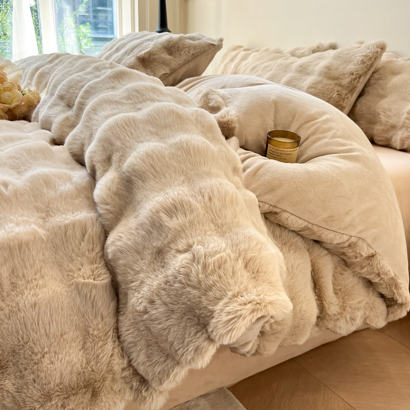 Winter bedding set made of thick milk fiber fleece