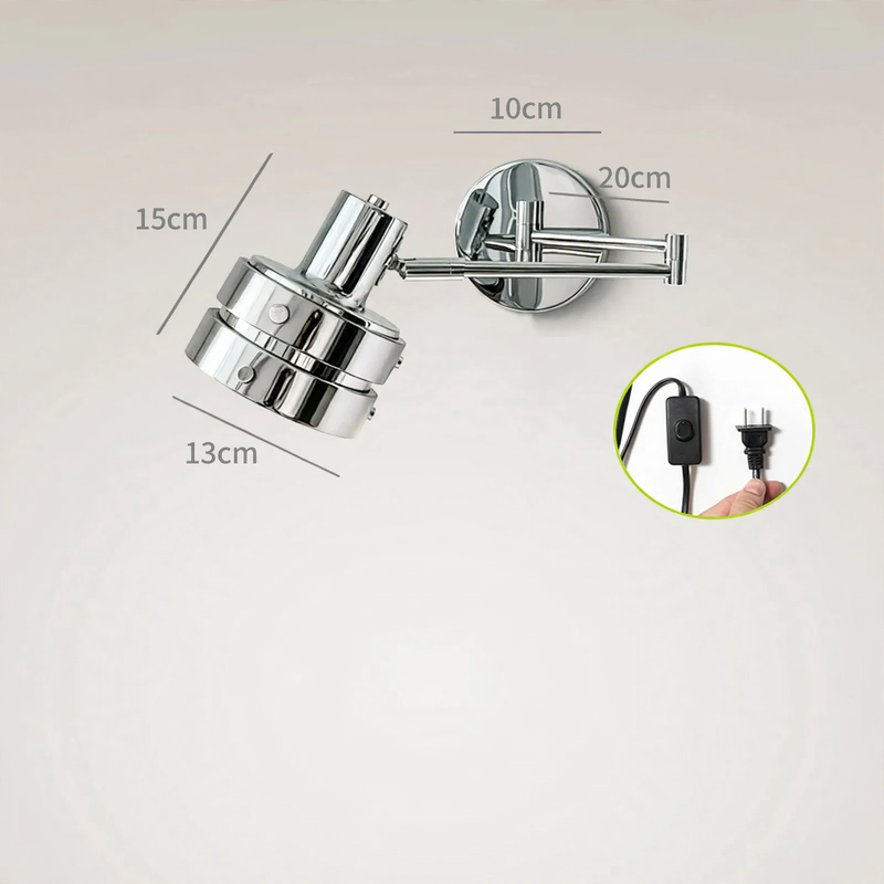 Adjustable wall lamp with swivel arm