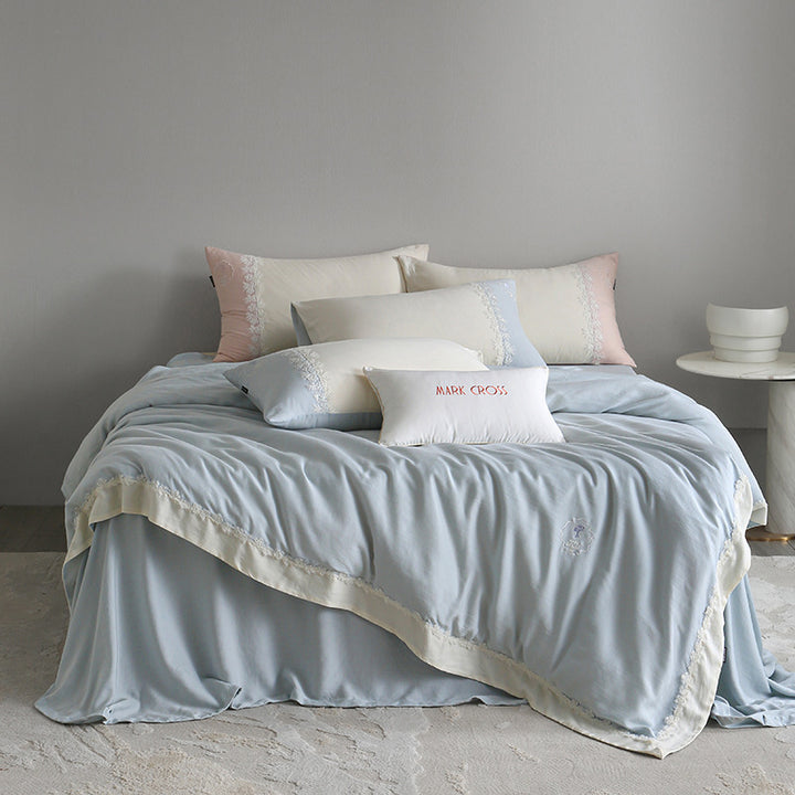 Elegant Tencel bedding set with lace trim
