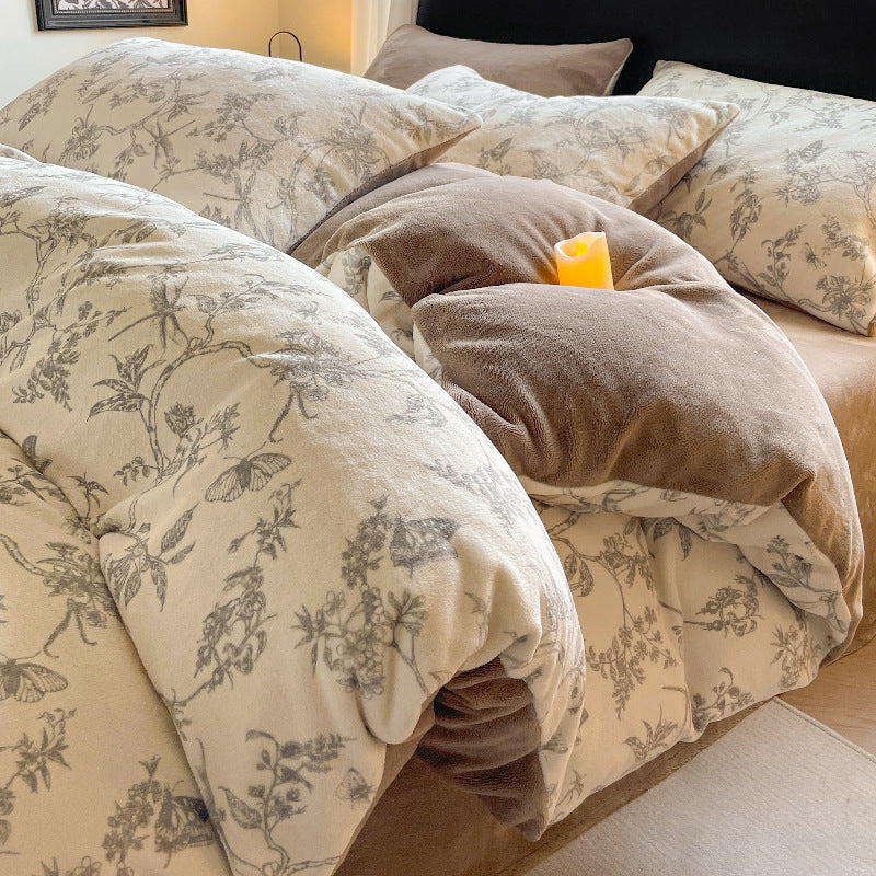 Milk fiber fleece duvet cover, winter warm