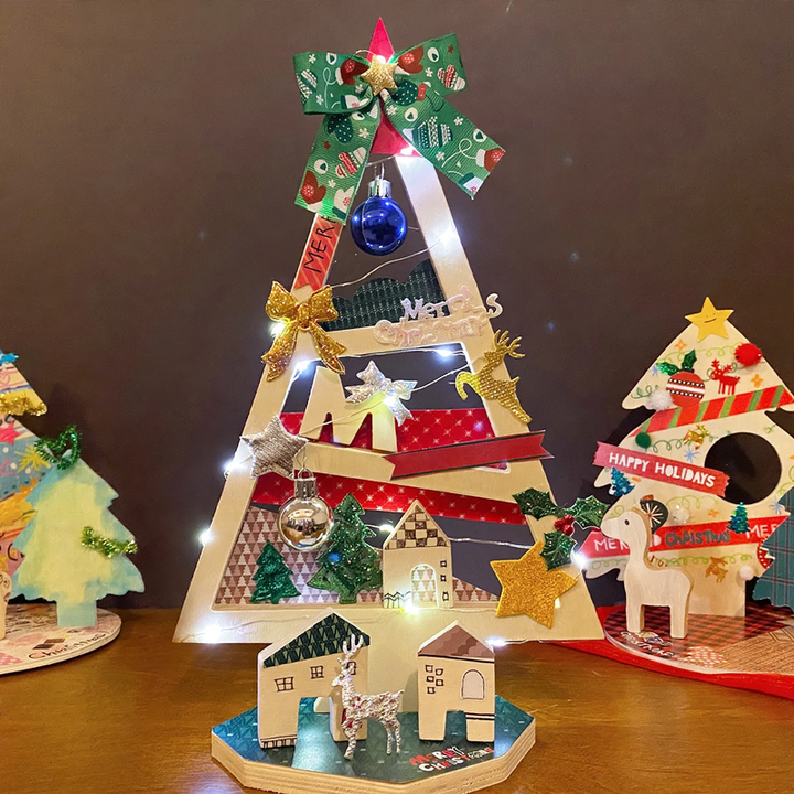 DIY Wood Christmas Tree, Miniature Table Decoration