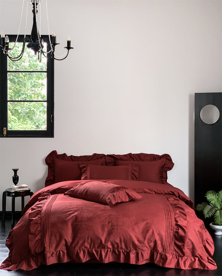 Satin bedding set made from long-staple cotton, geometric