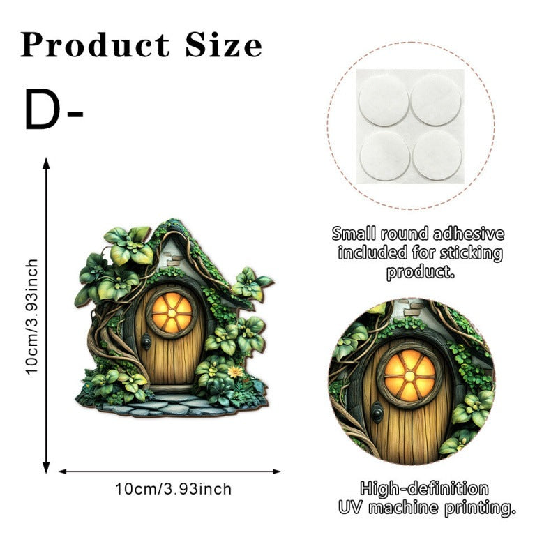 Decorative 2D Elf Door made of Pine Wood for Garden and House