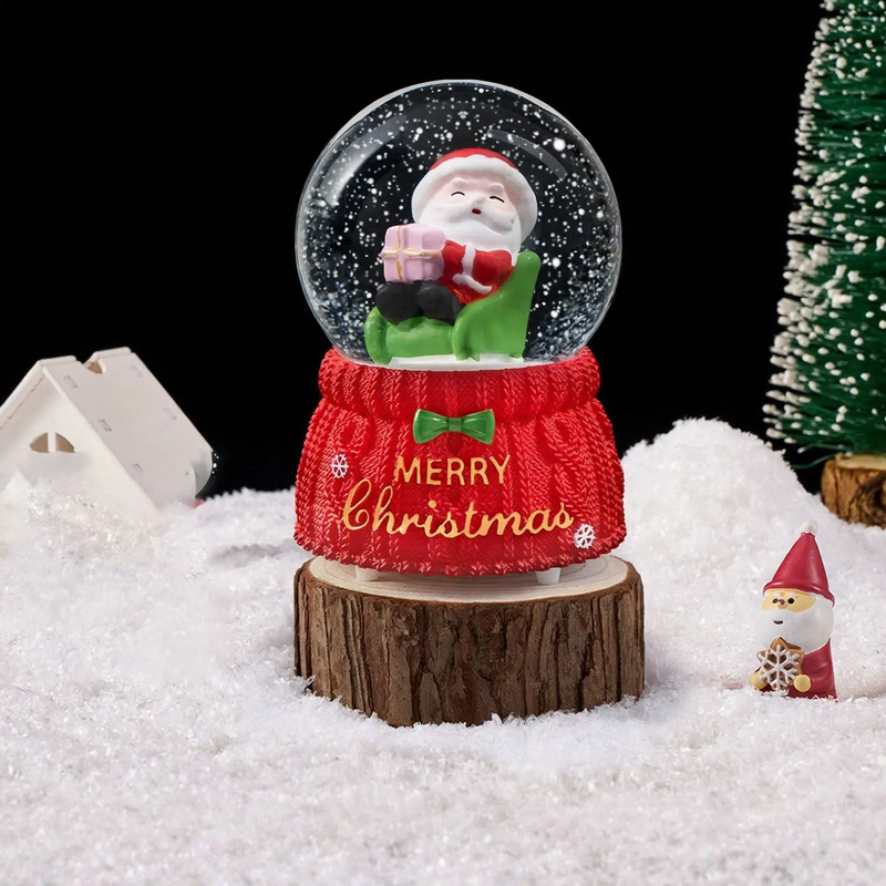 Christmas snow globe with light and music