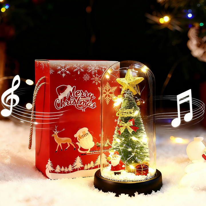 Decorative music box with Christmas tree and LED light