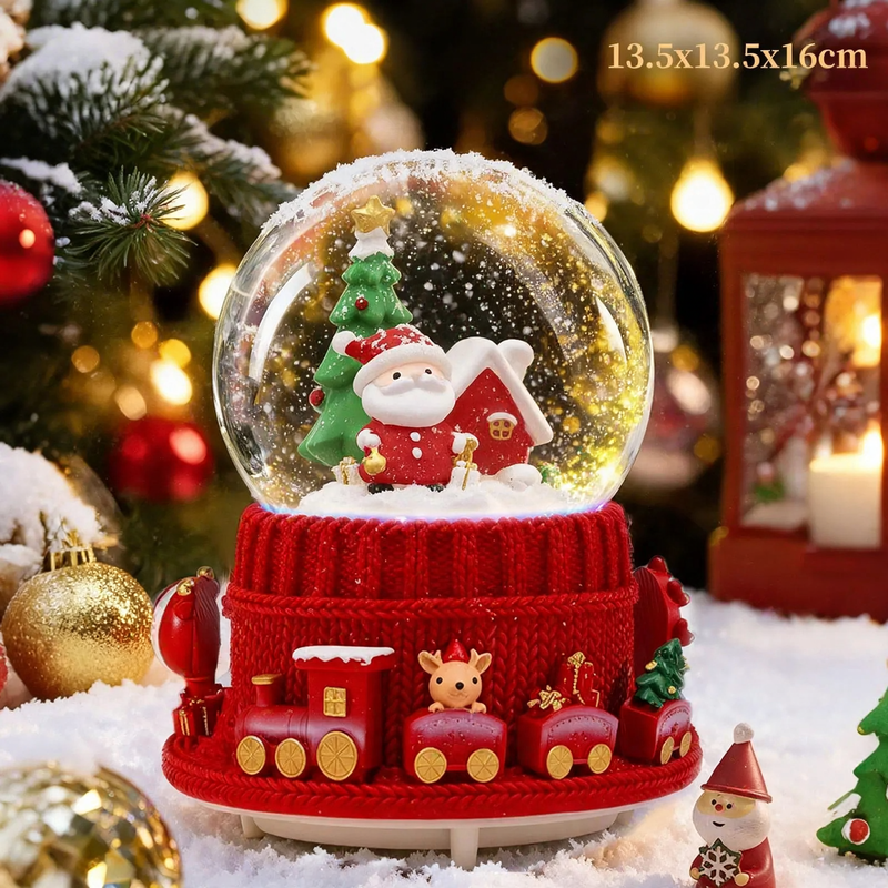 Christmas snow globe with light and music
