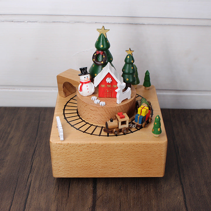 Wooden music box with Christmas design