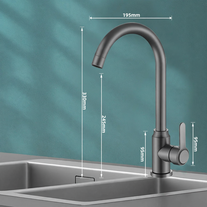 Stainless steel kitchen faucet, mixing or cold water