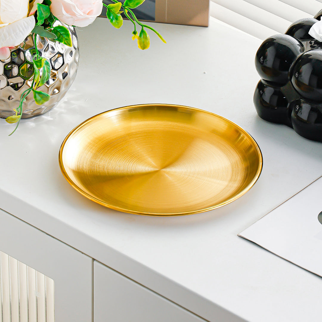 Stainless steel plate, round, 17–23 cm