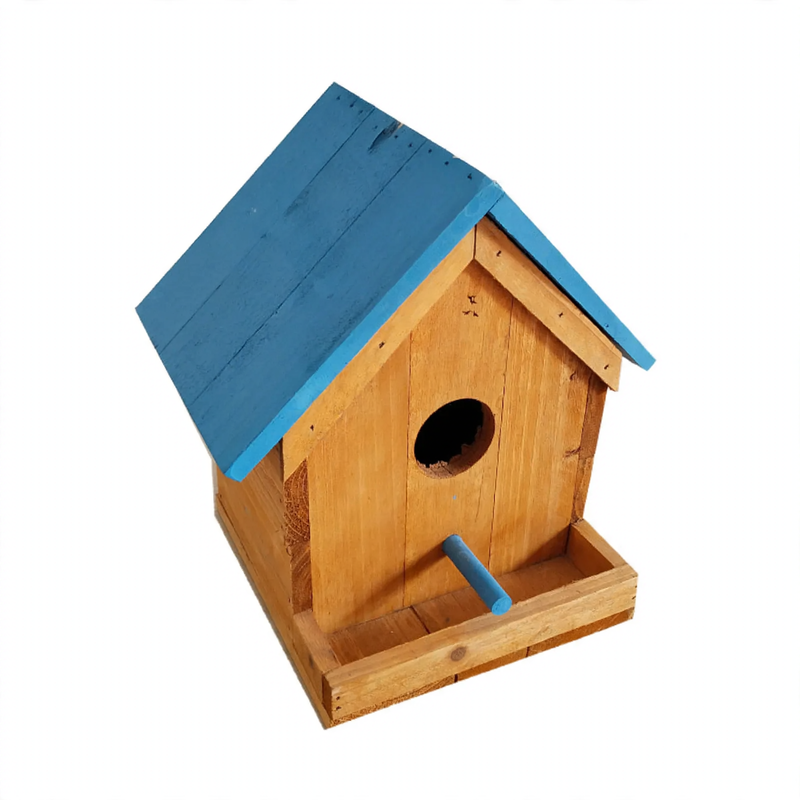 Wooden bird feeder house for hanging