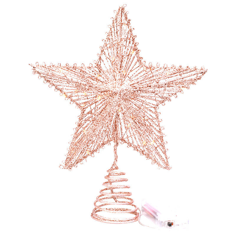 Christmas tree top star made of iron with lighting