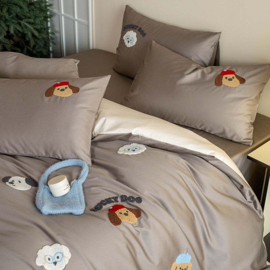 Kids bedding set, cotton, cartoon embroidery