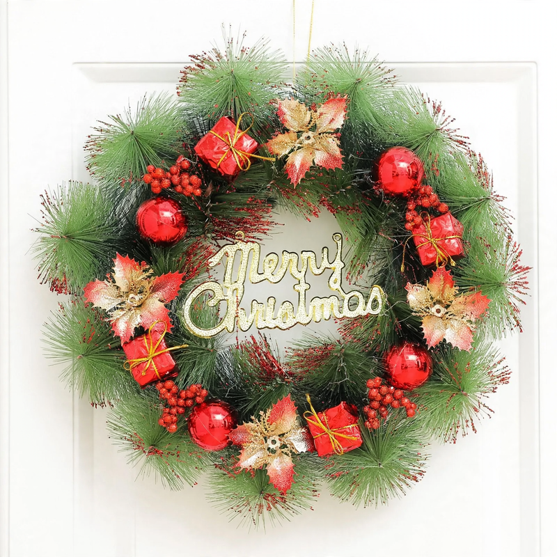 Illuminated Christmas wreath with hanging