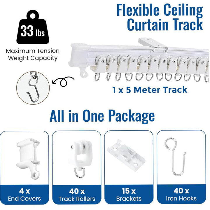 Flexible curtain rail, 5 m, PVC