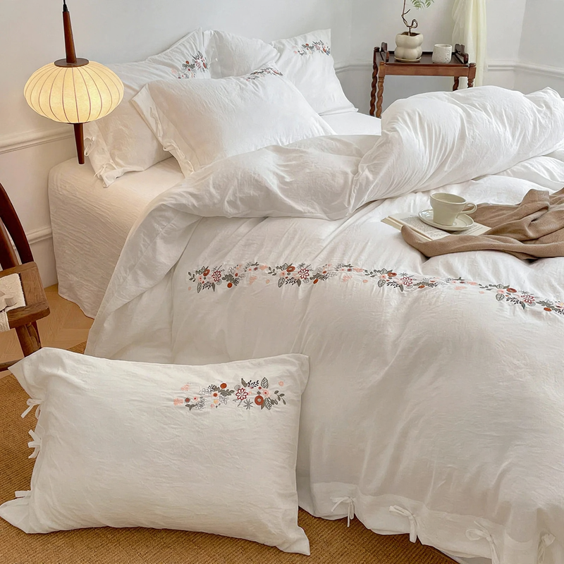 Bedding set, 4-piece, linen-cotton, autumn
