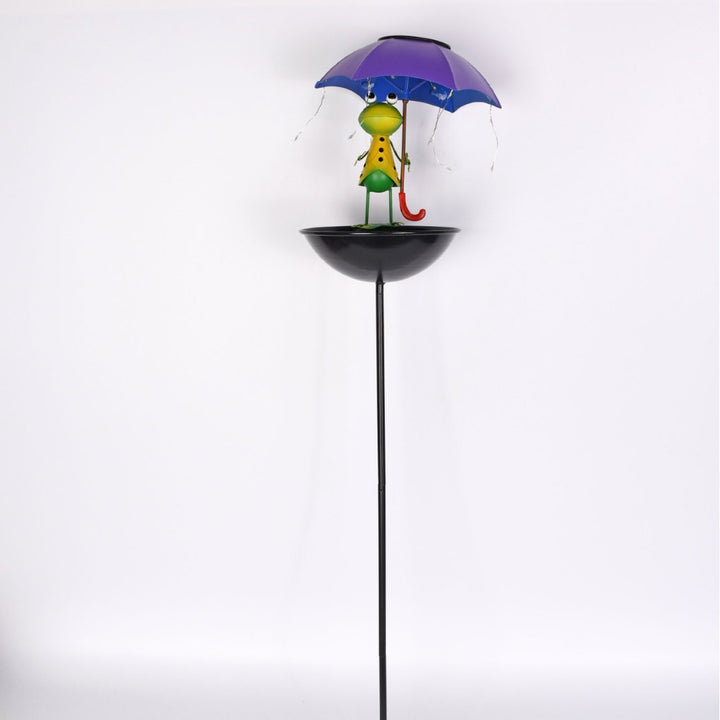 Solar Birdbath made of iron for ground mounting