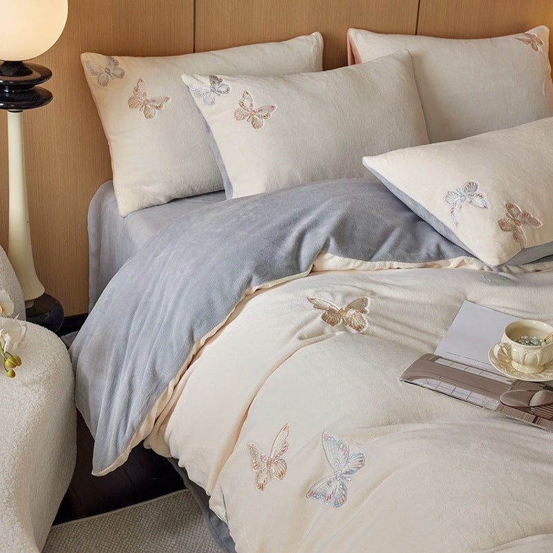 Milk fiber fleece duvet cover set, extra warm