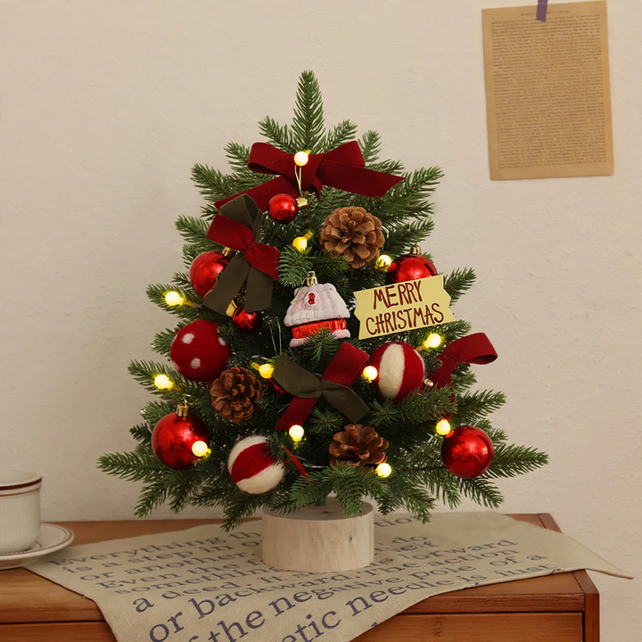Mini Christmas tree set with lighting, 45 cm or 60 cm