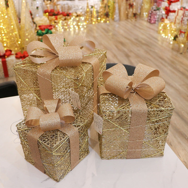 Illuminated Christmas Gift Box Set made of Iron