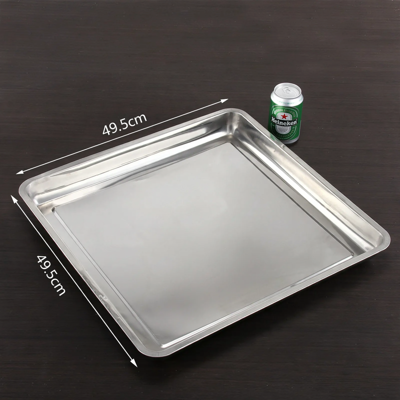 Stainless steel serving tray, square