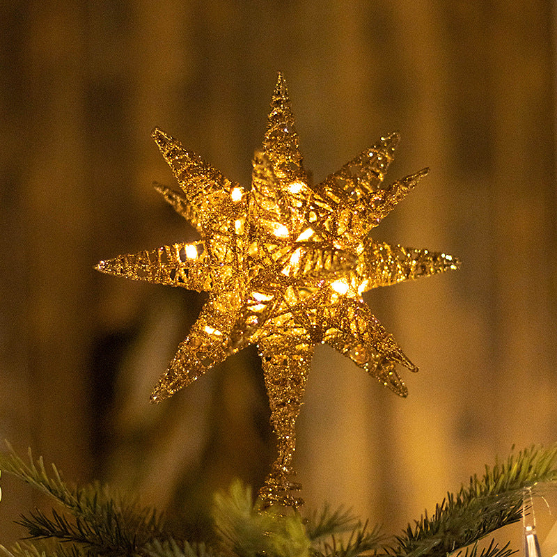 Illuminated Christmas tree top star made of iron