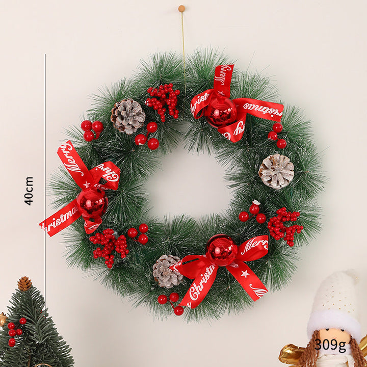 Decorative Christmas wreath with cones and LED