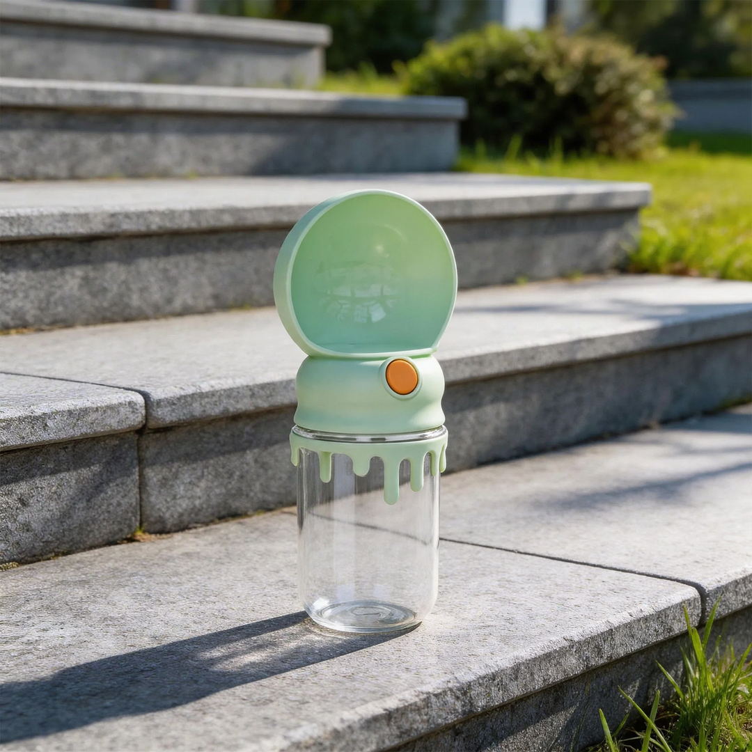 Portable water bottle for pets with pressure valve