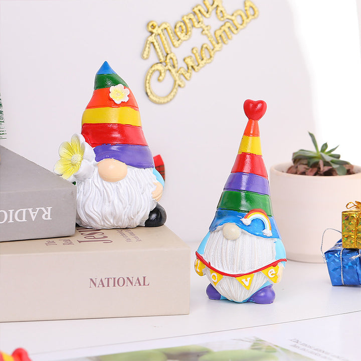 Rainbow Gnome made of resin