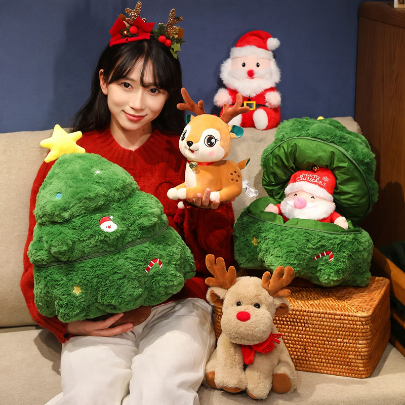 Christmas plush figure as decoration and pillow