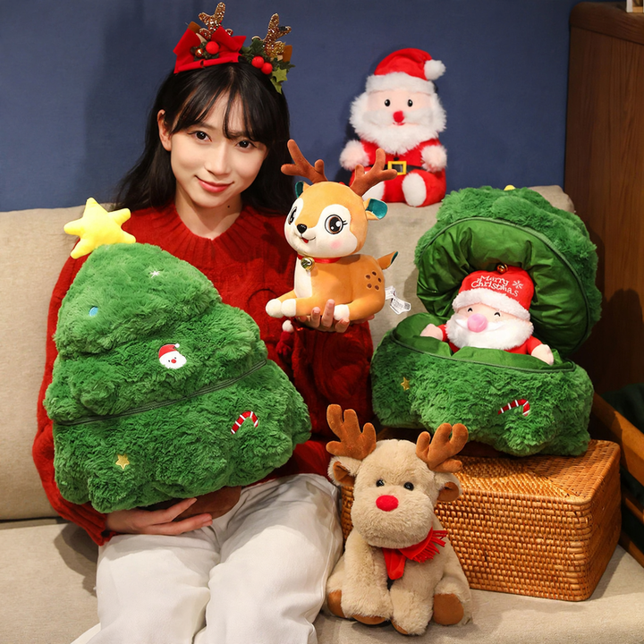 Christmas plush figure as decoration and pillow