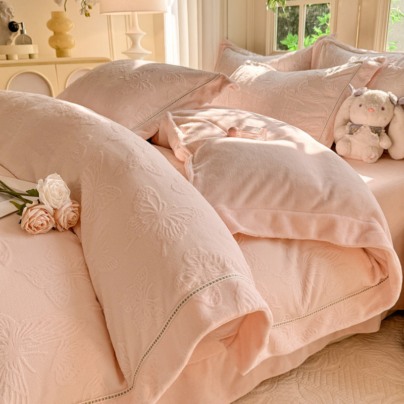 Milk fiber fleece bedding set, antistatic, 4-piece