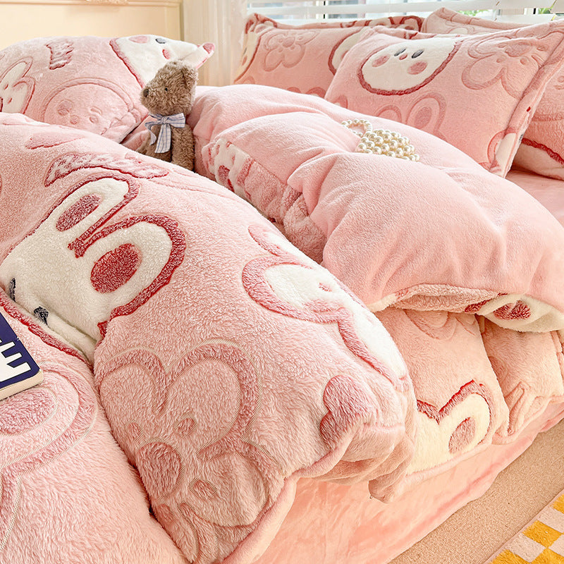 Winter bedding set made of milk fiber fleece, warm and soft