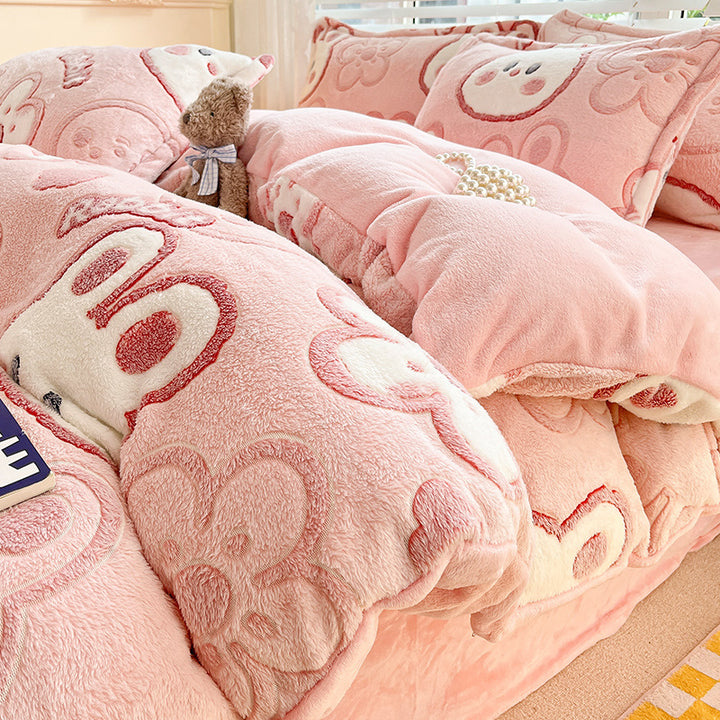 Winter bedding set made of milk fiber fleece, warm and soft
