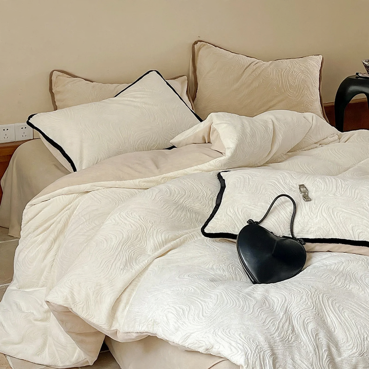 Quilted milk fiber fleece bedding set, extra thick