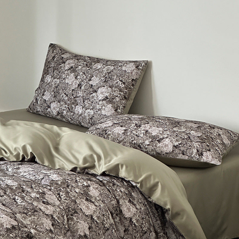 Duvet cover set made of brushed cotton, printed, luxury style