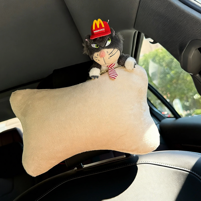 Car pillow cat design, plush, cartoon