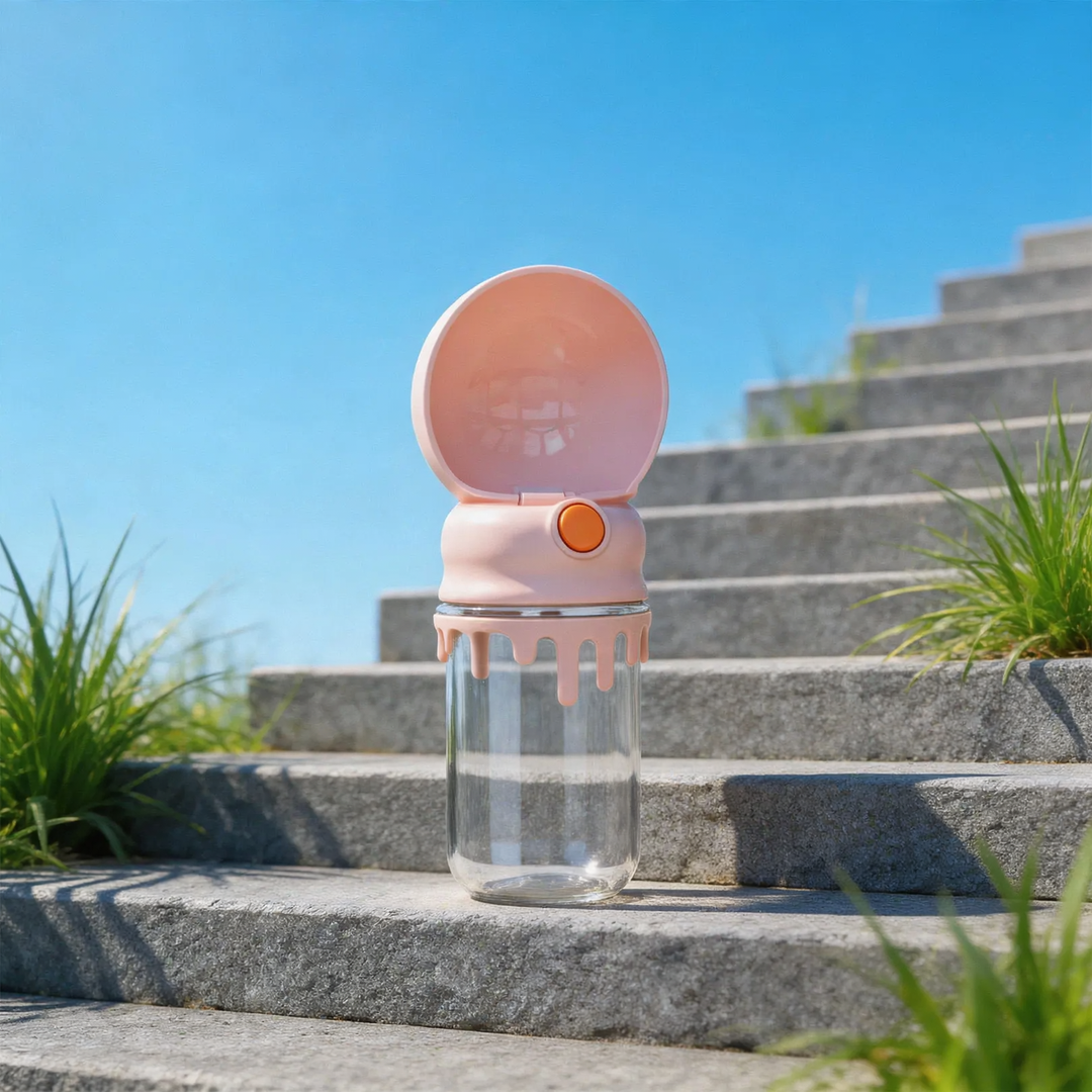 Portable water bottle for pets with pressure valve
