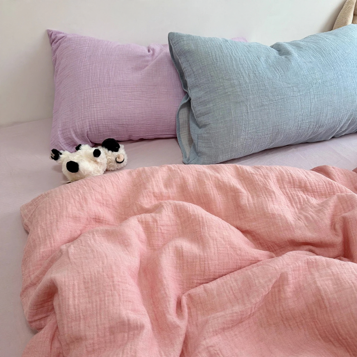 Cotton bedding set, double-layered gauze