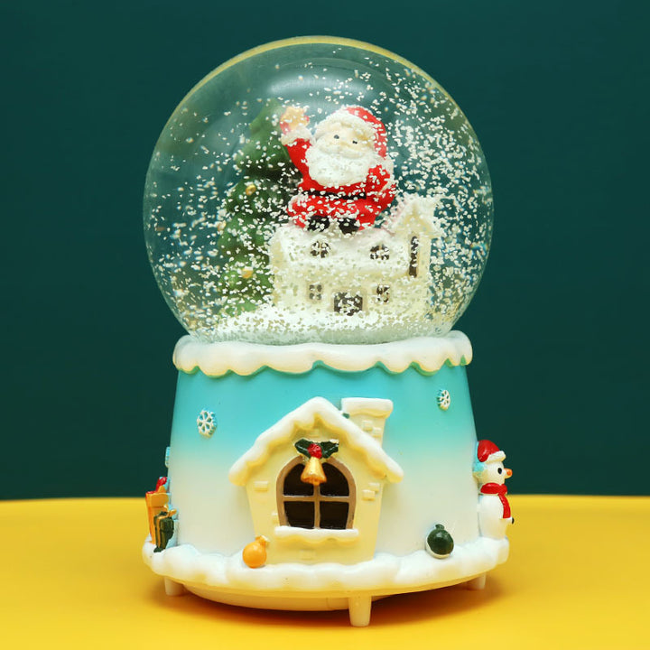 Decorative snow globe music box with light and music