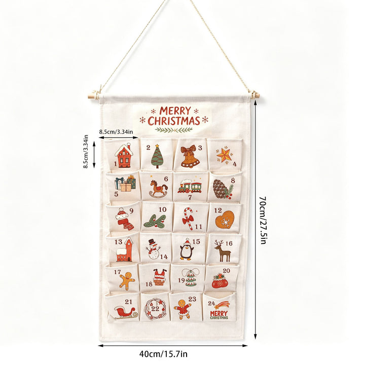 Christmas Advent calendar made of fabric with 24 pockets