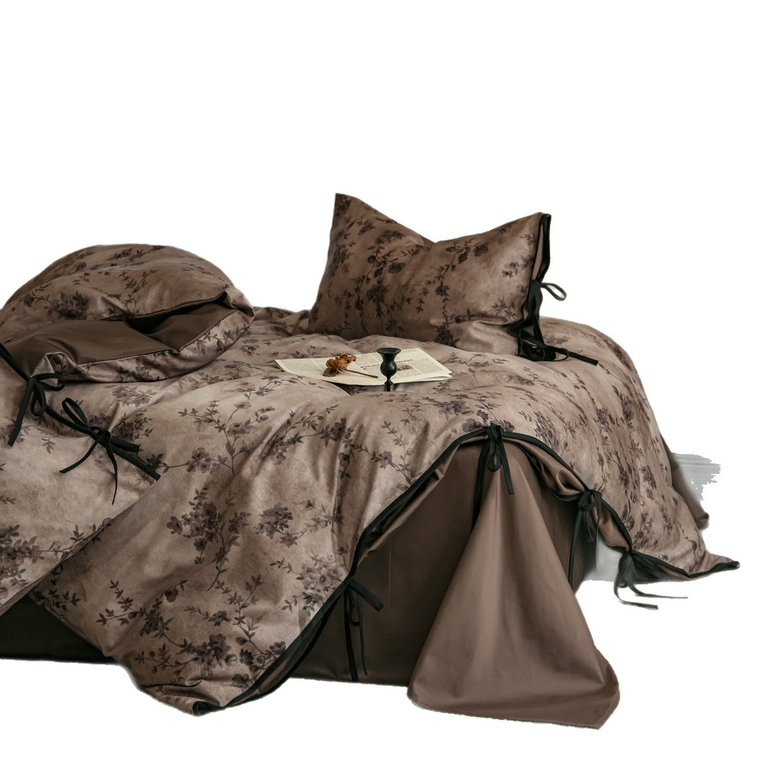 Cotton bedding set, floral pattern, satin weave