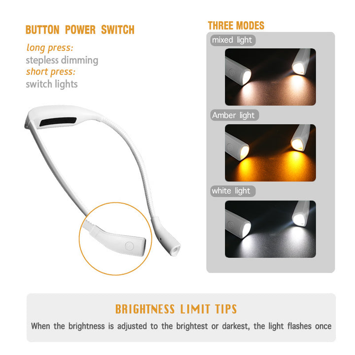 LED-neck reading lamp, 3 color temperatures, dimmable