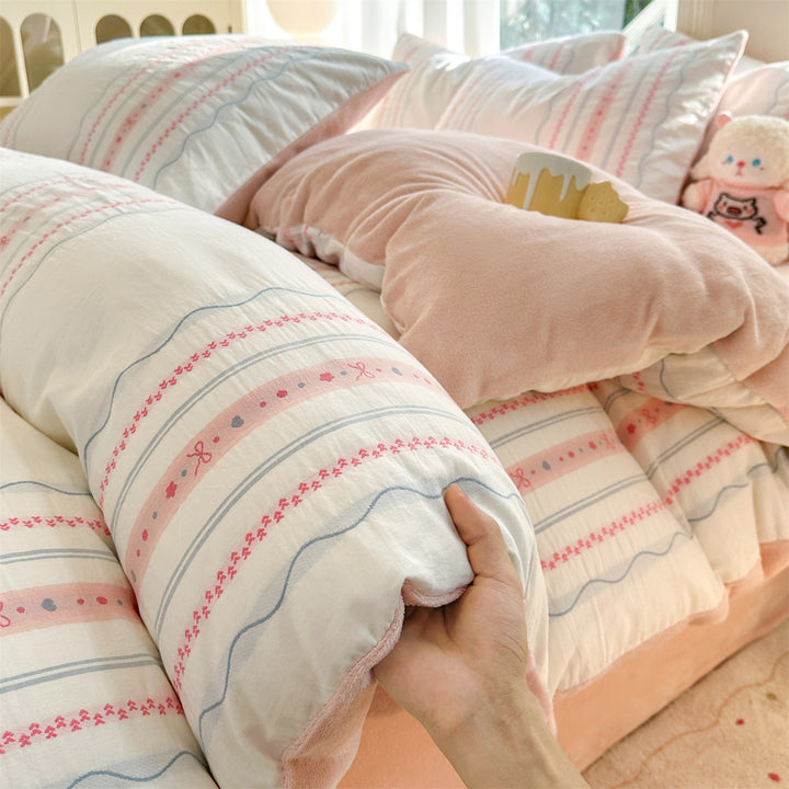 Winter bedding set, coral fleece, warming