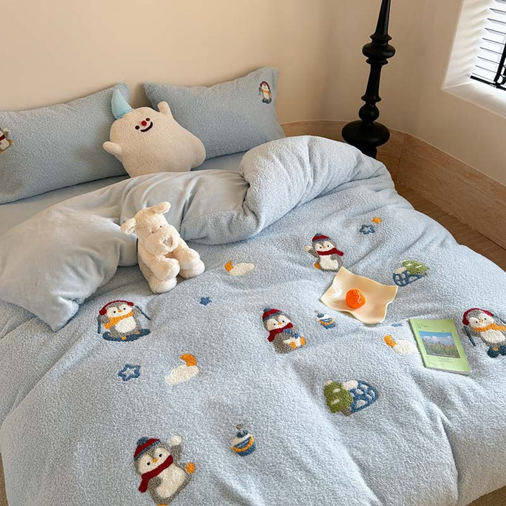 Milk fiber fleece bedding set, teddy look, various sizes