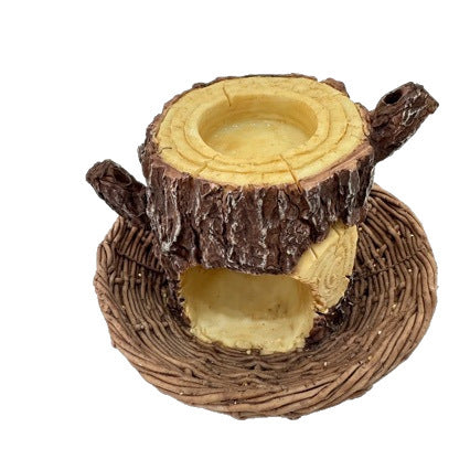 Hanging tree stump birdbath made of resin