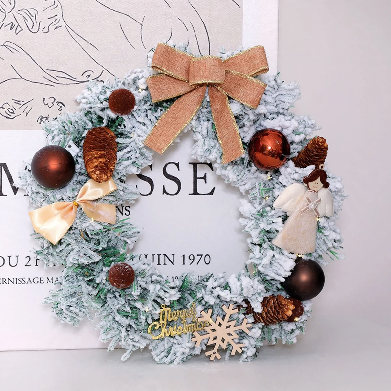 Illuminated Christmas wreath with hanging