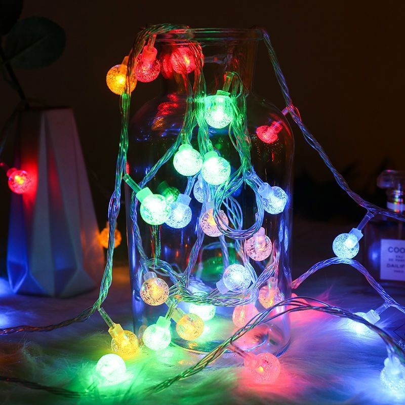 LED string lights with balls and stars, battery operated