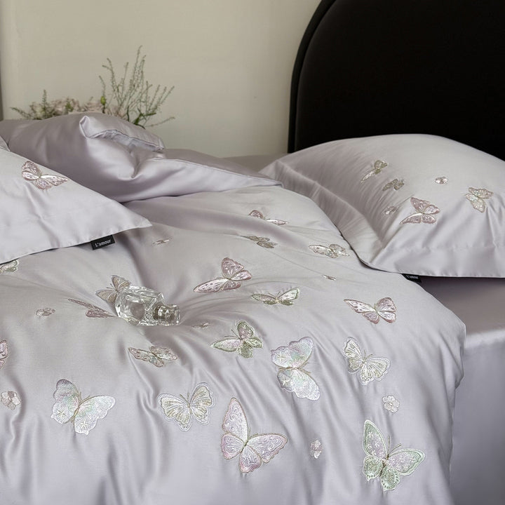 Cotton bedding set, 4-piece, long-staple cotton