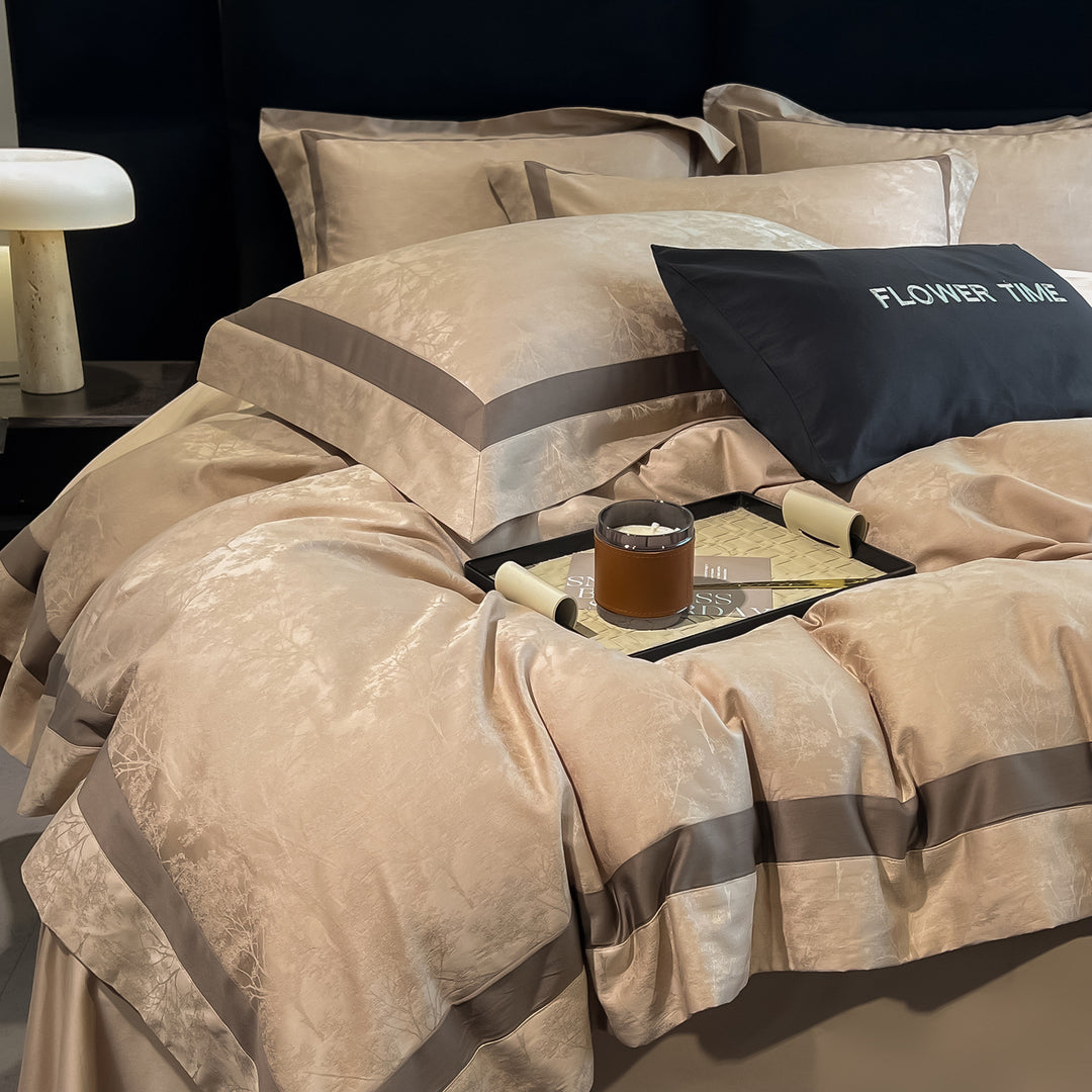 4-piece bedding set, 120 cotton, jacquard weave